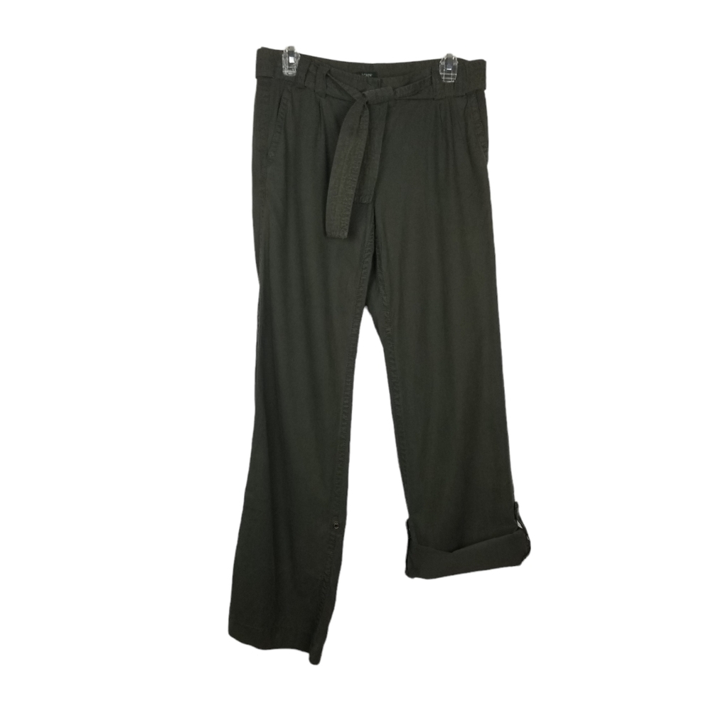 J. Crew City Fit Olive Green Silk Blend Convertible Pants Women's Size 2